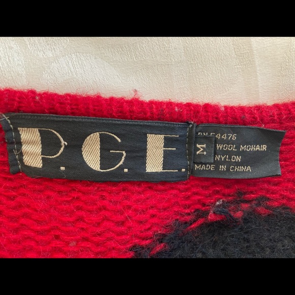 Vtg PGE Mohair Wool Blend Red Cardigan Sweater M - Picture 3 of 7